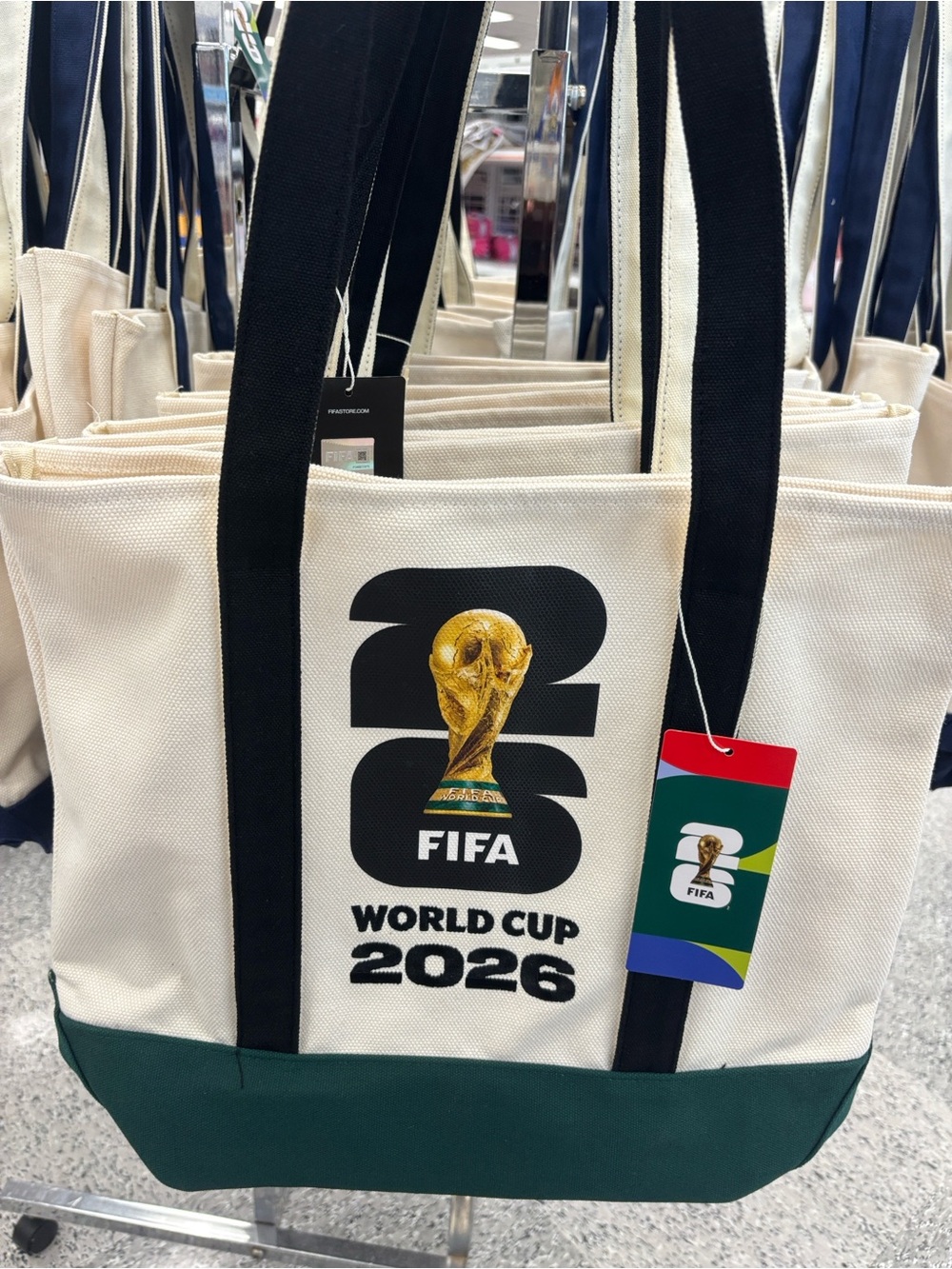 World Cup 2026 Canvas Tote Bag - White & Dark Green